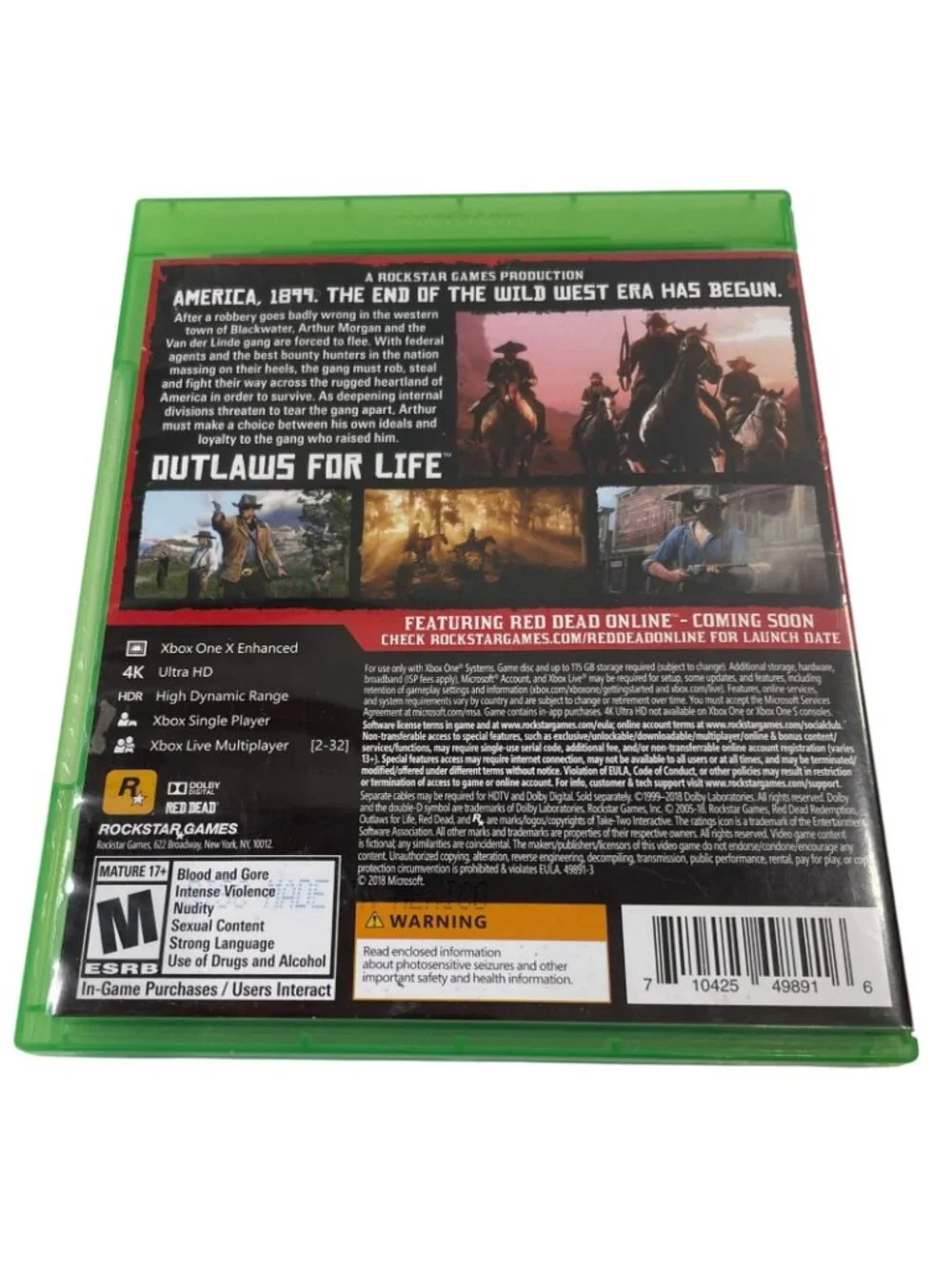 Red Dead Redemption II Xbox One Video Game Set Map 2 Disc Rockstar Games Rated M